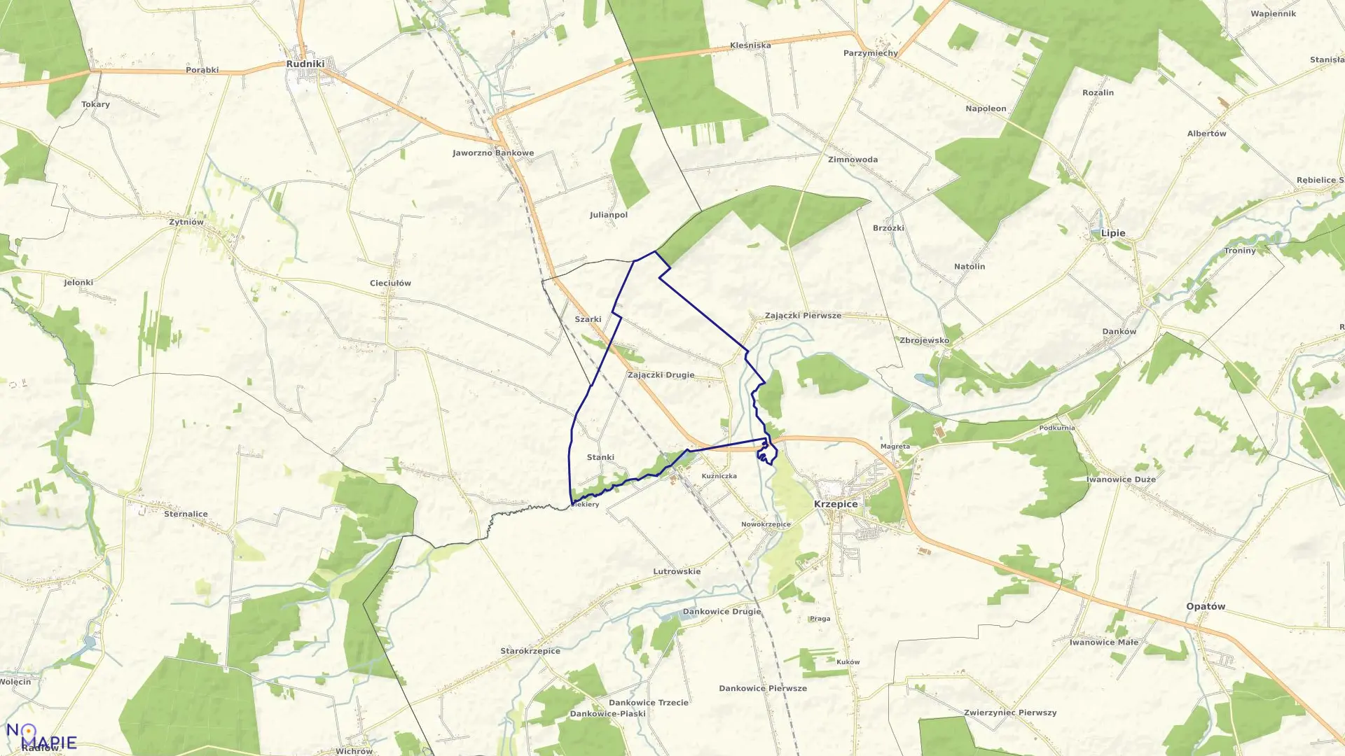 Mapa obrębu Zajączki II w gminie Krzepice